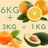 6 Kg Naranja + 3 Kg Mandarina + 1 k Aguacate